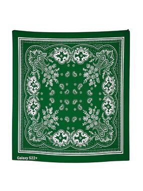 Green White Paisley Square Scarf Bandana Print Silk Feel Accessory Neck Head Wra